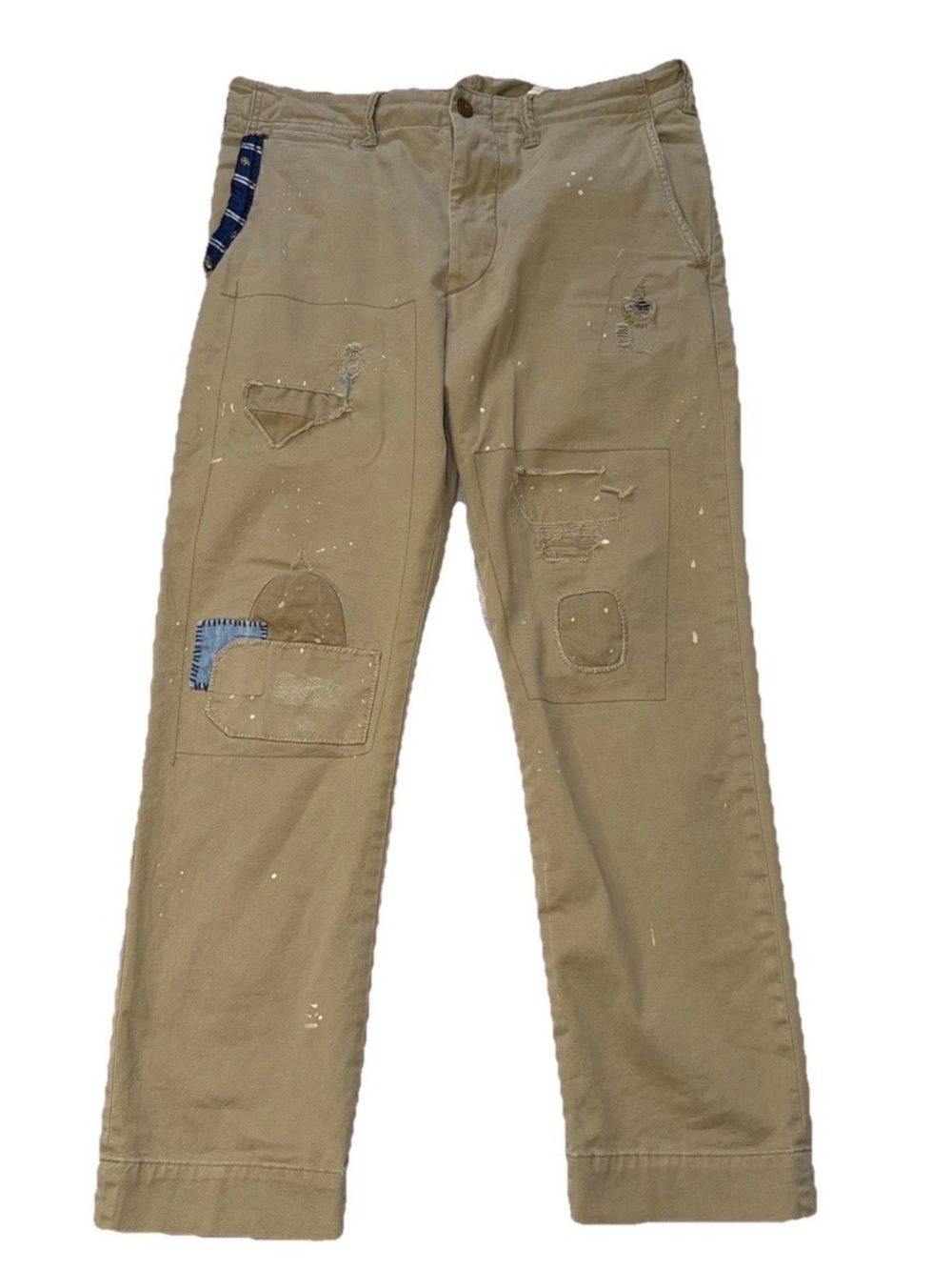 POLO RALPH LAUREN Distressed Patchwork Relaxed Fit Khaki Chino Pants 31x30